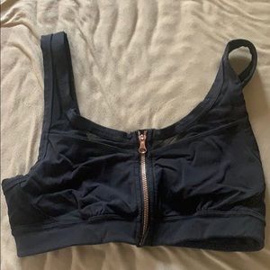 Zipper Mesh Sports Bra